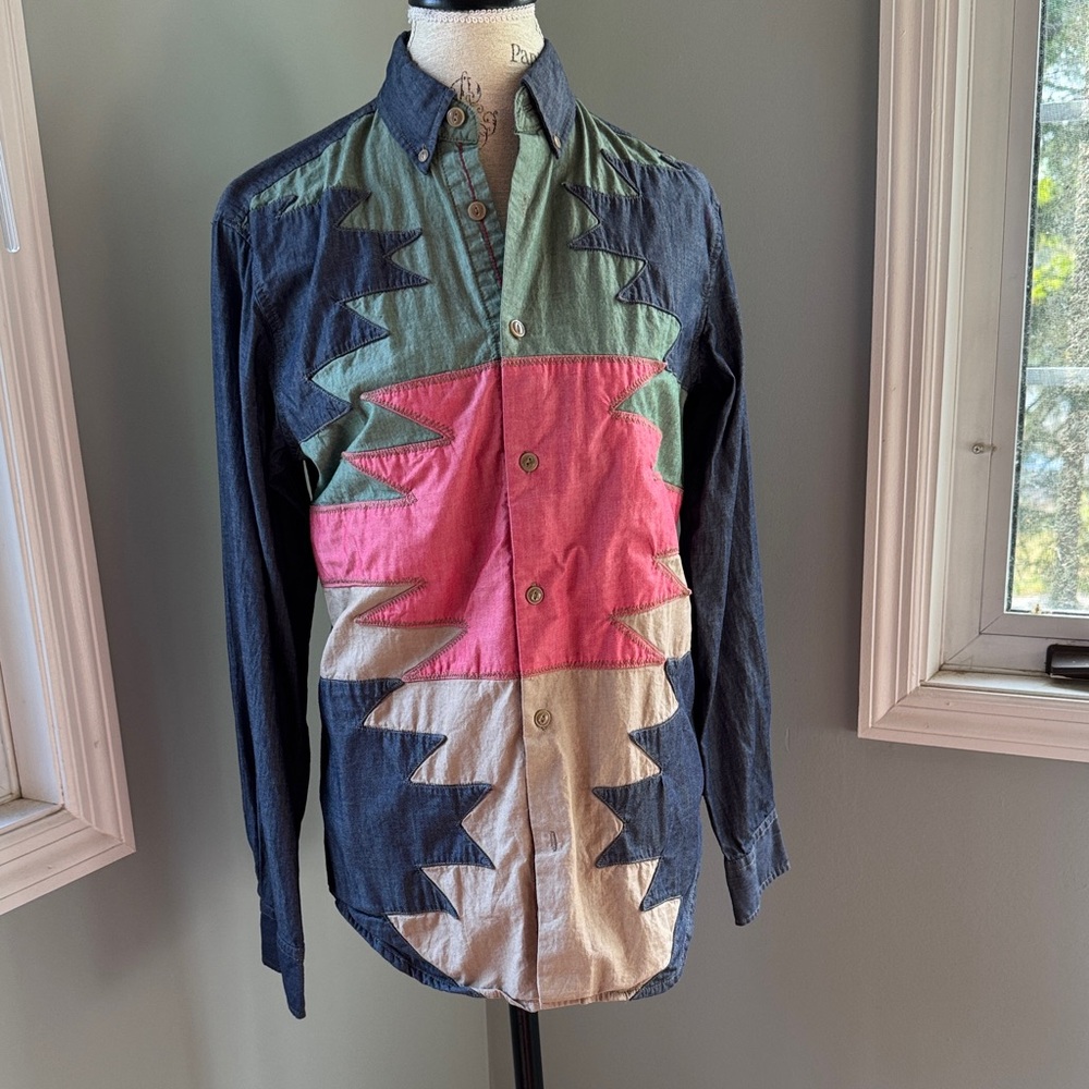 Staple Pigeon Rare western Aztec patchwork men’s long sleeved button down Medium